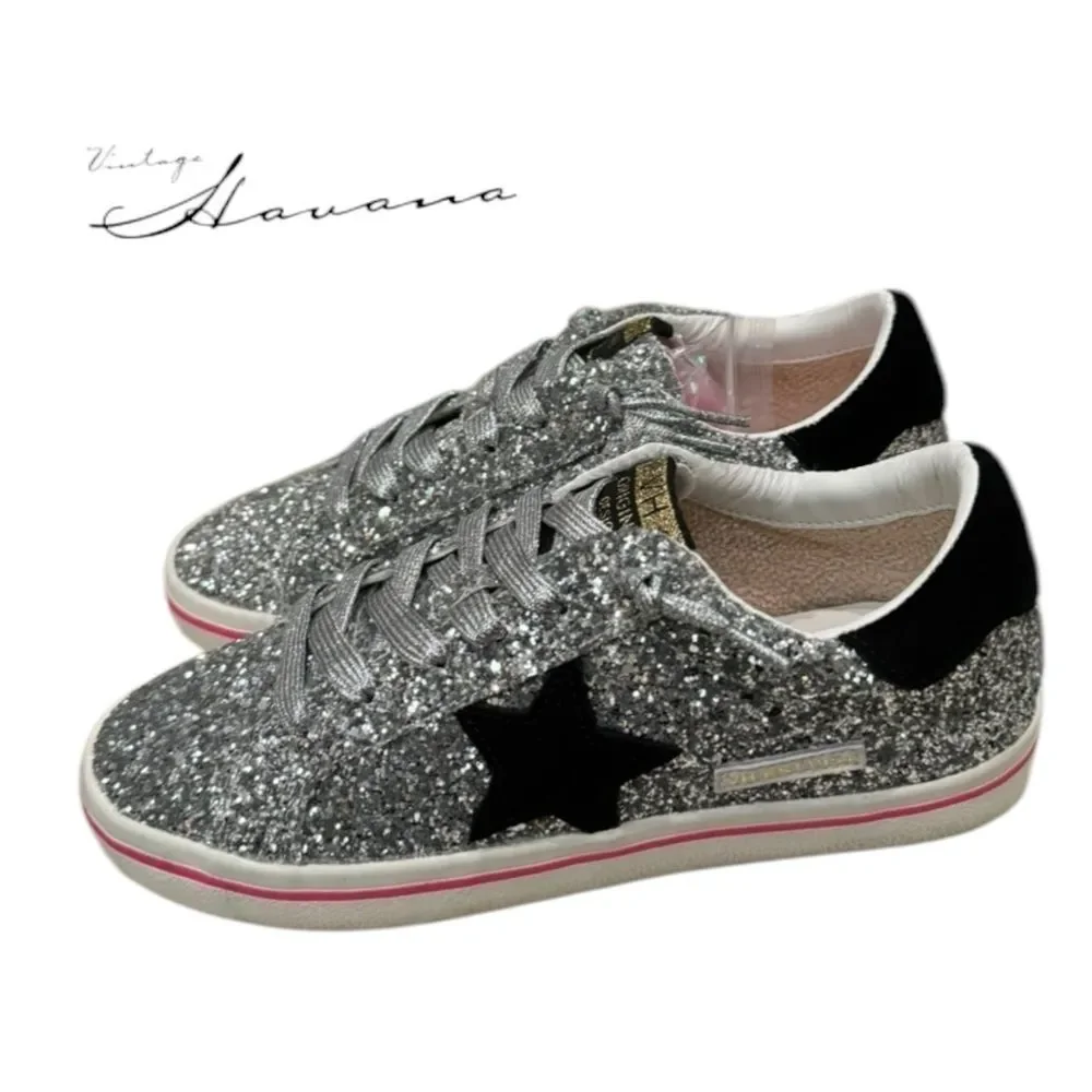 New Vintage Havana Flair 6 Silver Glitter Women's Shoes Sneakers 8